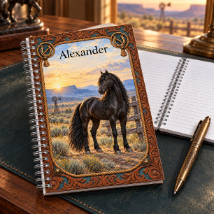 Personalised Black Andalusian Western Ranch Notebook