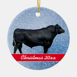 Personalised Black Angus and Snow Ceramic Tree Decoration