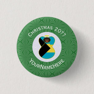 Personalised Black Bahamian Angel Hanukkah Flag 3 Cm Round Badge