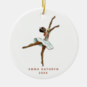 Personalised Black Ballerina Little Girl Dancer Ceramic Tree Decoration