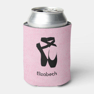 Personalised Black Ballet Shoes En Pointe Can Cooler