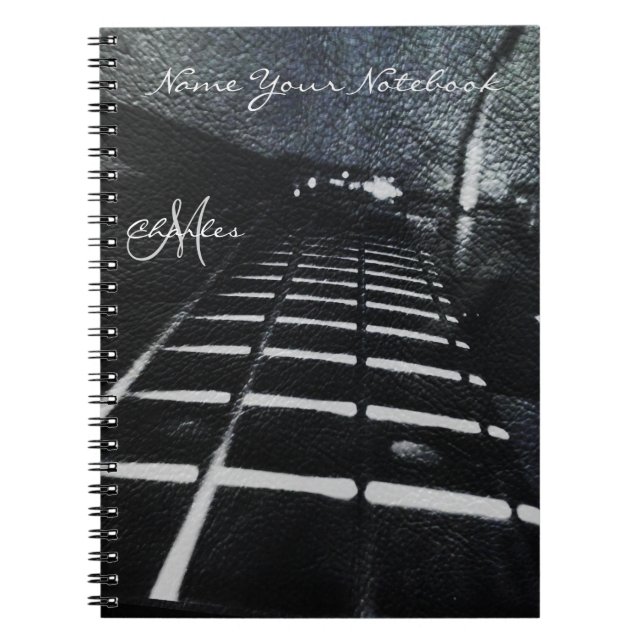 Personalised Black Bass Guitar Music Notebook (Front)