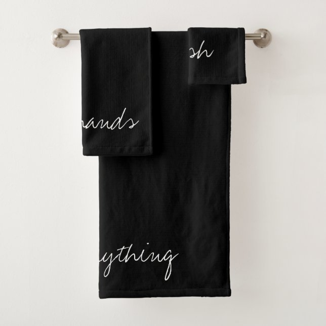 Personalised Black Bath Towel Set (Insitu)