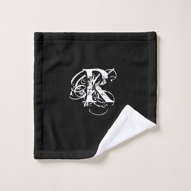 Personalised Black Bath Towel Set (Wash Cloth)