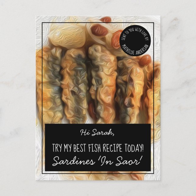 Personalised Black Best Fish Recipe Postcard (Front)