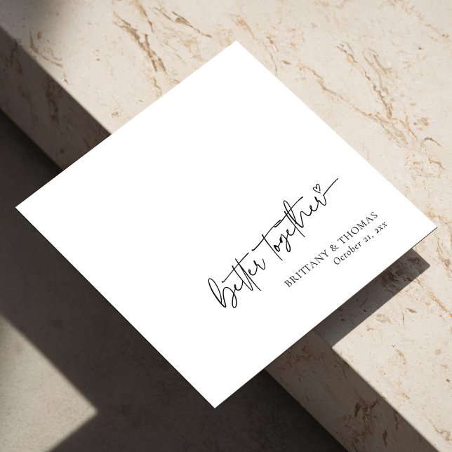 Personalised Black 'Better Together' White Wedding Napkin (Personalized Black 'Better Together' White Wedding Napkins)