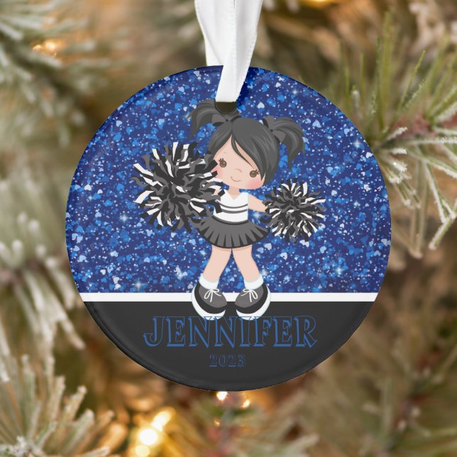 Personalised Black & Blue Cheerleading Ornament  (Tree)