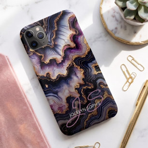 Personalised Black Blue Purple Gold Marble Art iPhone 11 Pro Max Case