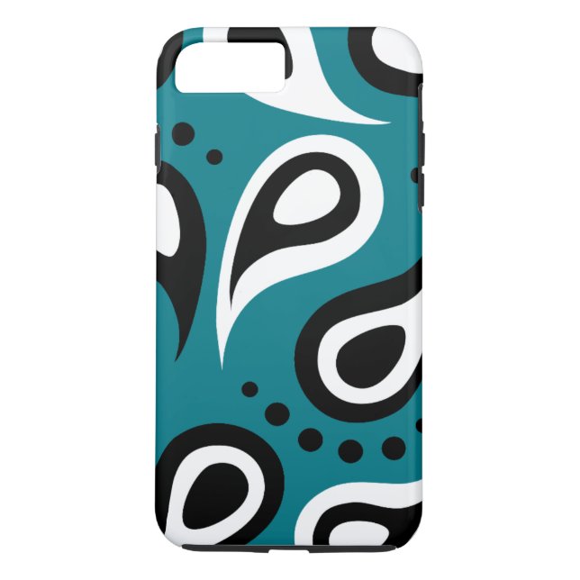 Personalised Black Blue & White Paisley Case-Mate iPhone Case (Back)