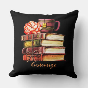 Personalised Black Books And Tea Cushion