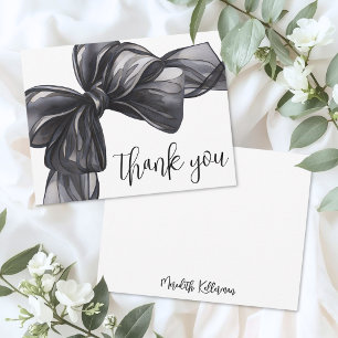 Personalised Black Bow Thank You Note Card