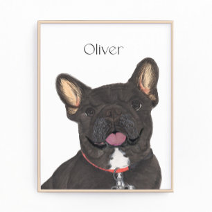 Personalised Black Brindle Frenchie French Bulldog Photo Print
