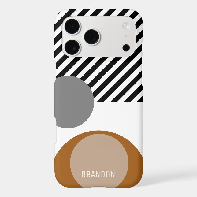 Personalised Black Brown Circles Art Pattern (Back)