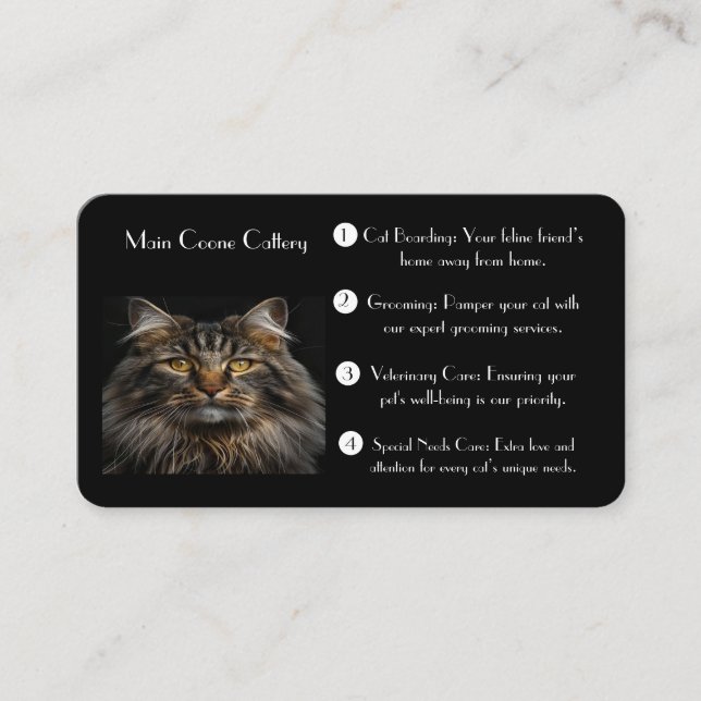 Personalised Black Business Card For Catteries (Front)