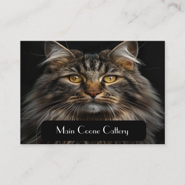 Personalised Black Business Card for Cattery (Front)