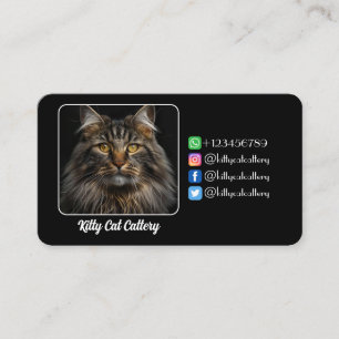 Personalised Black Calling Card For Catteries