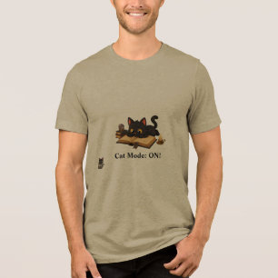 Personalised Black Cat Book Lover Custom Name T-Sh Tri-Blend Shirt