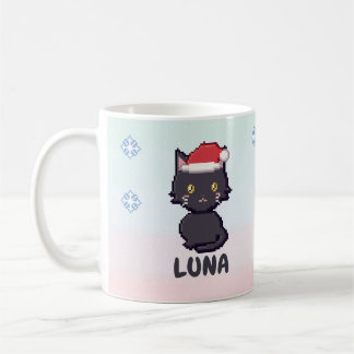 Personalised Black Cat Christmas Mug