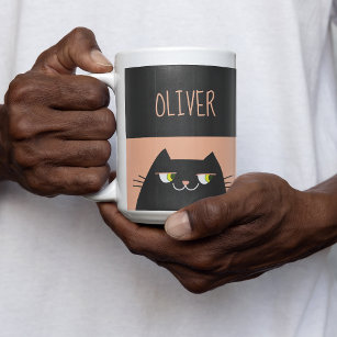 Personalised Black Cat Coffee Mug