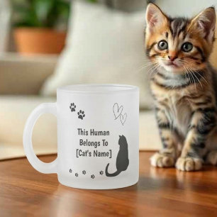 Personalised Black Cat Frosted Glass Mug