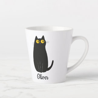 Personalised Black Cat Latte Mug – Custom Pet Name