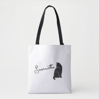 Personalised Black Cat Looking Back Tote Bag