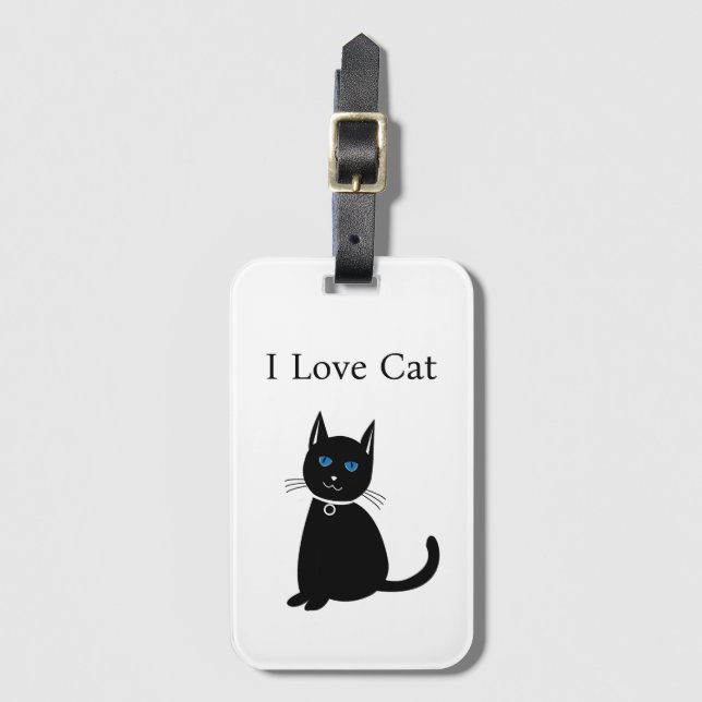 Personalised Black Cat  Luggage Tag (Front Vertical)