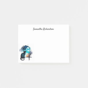 Personalised Black Cat Moon Silhouette Watercolor Post-it Notes