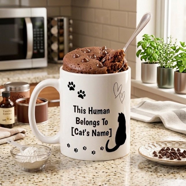 Personalised Black Cat Mug (Personalized coffee mug for cat lovers)