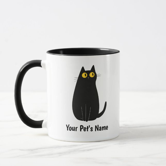 Personalised Black Cat Mug – Add Name, Cat Mum Gif (Left)