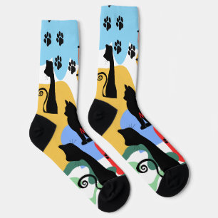 Personalised Black Cat Name Socks   Cute Cat Gift