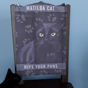 Personalised Black Cat Paw Print Custom Golf Towel