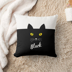 Personalised Black Cat Pillow, Gift for Cat Lovers Cushion