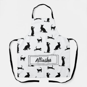 Personalised Black Cat Silhouette Pattern Apron