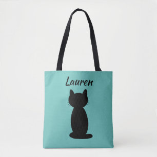 Personalised Black Cat Silhouette  Tote Bag