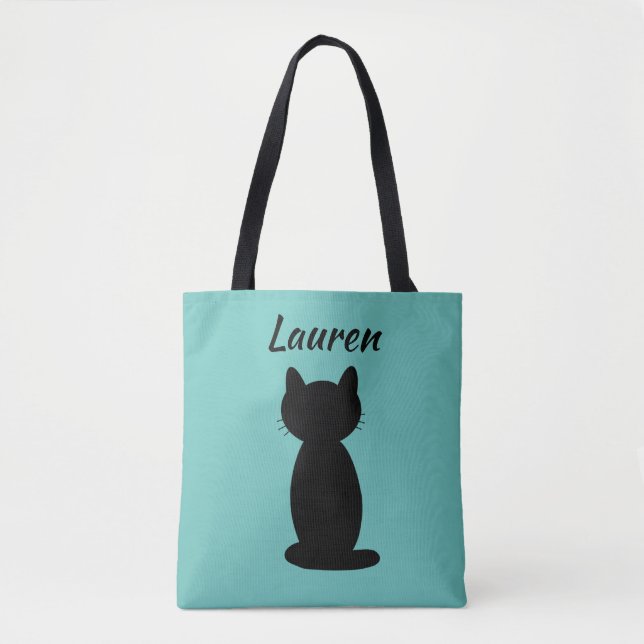 Personalised Black Cat Silhouette  Tote Bag (Front)