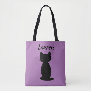 Personalised Black Cat Silhouette Tote Bag