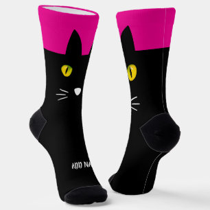 Personalised Black Cat Socks - Cats Custom Gift 