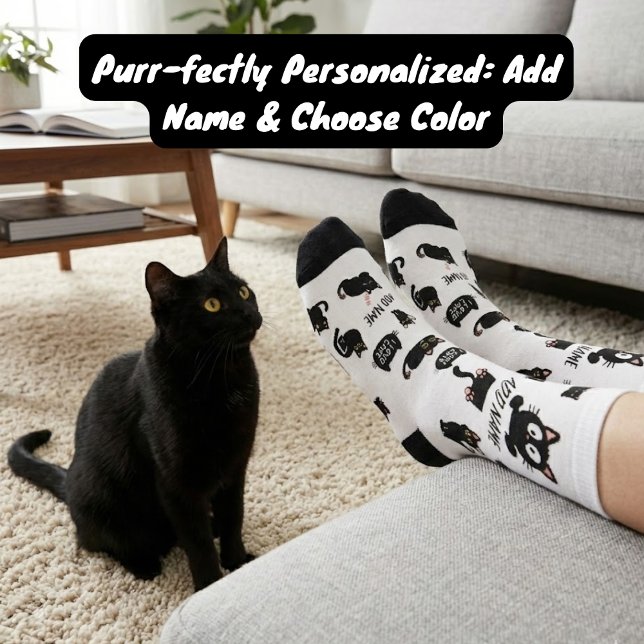 Personalised Black Cat Socks - Custom Cat Lover Gi (Black Cat Gift Socks, The Best Gift For Black Cat Lovers, For christmas or birthday .)
