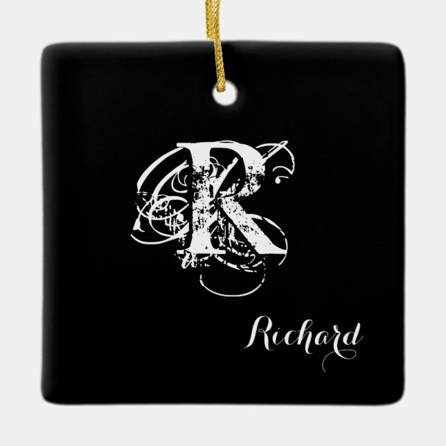 Personalised Black  Ceramic Ornament (Front)