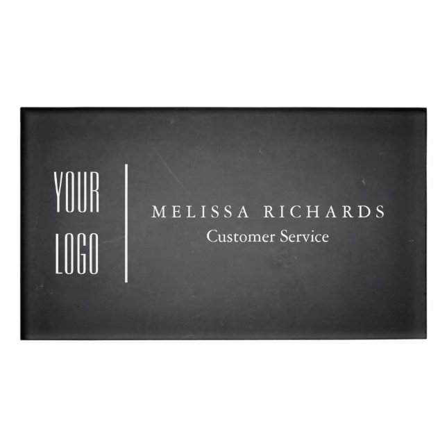 Personalised Black Chalkboard Small Name Badge (Front)