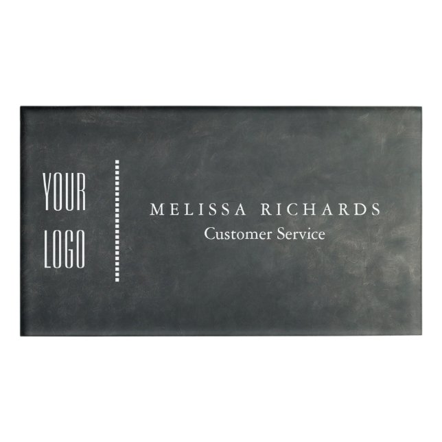 Personalised Black Chalkboard Small Name Badge (Front)