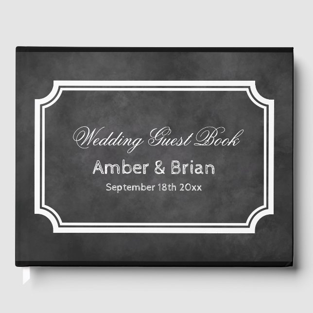 Personalised black chalkboard wedding guest book (Front)