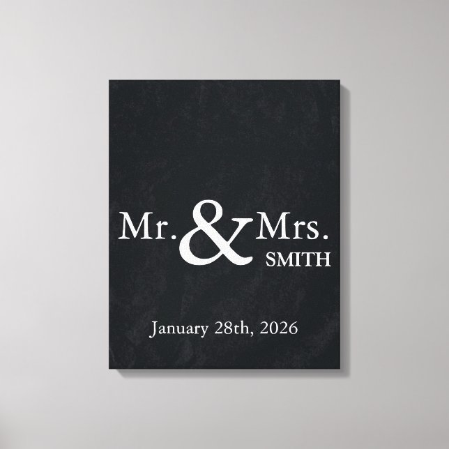 Personalised Black Chalkboard Wedding Guestbook (Front)