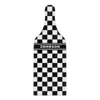 Personalised Black Chequered Cutting Board