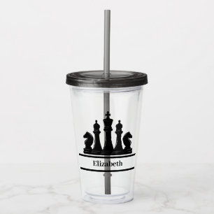Personalised Black Chess Pieces Acrylic Tumbler