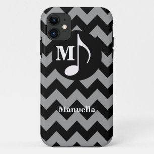 personalised black chevron ~ music note iPhone 11 case