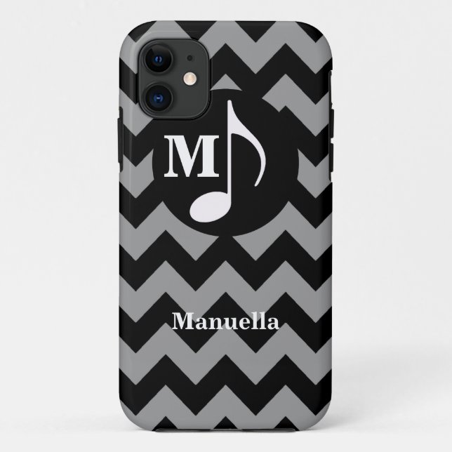 personalised black chevron ~ music note Case-Mate iPhone case (Back)