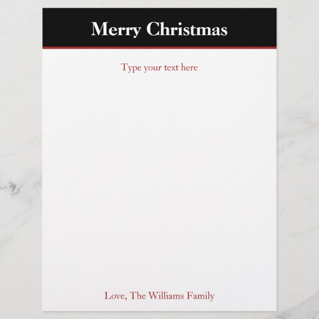 Personalised Black Christmas Holiday Stationary (Front)