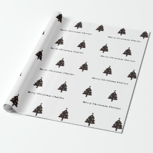 Personalised Black Christmas Tree Wrapping Pape Wrapping Paper